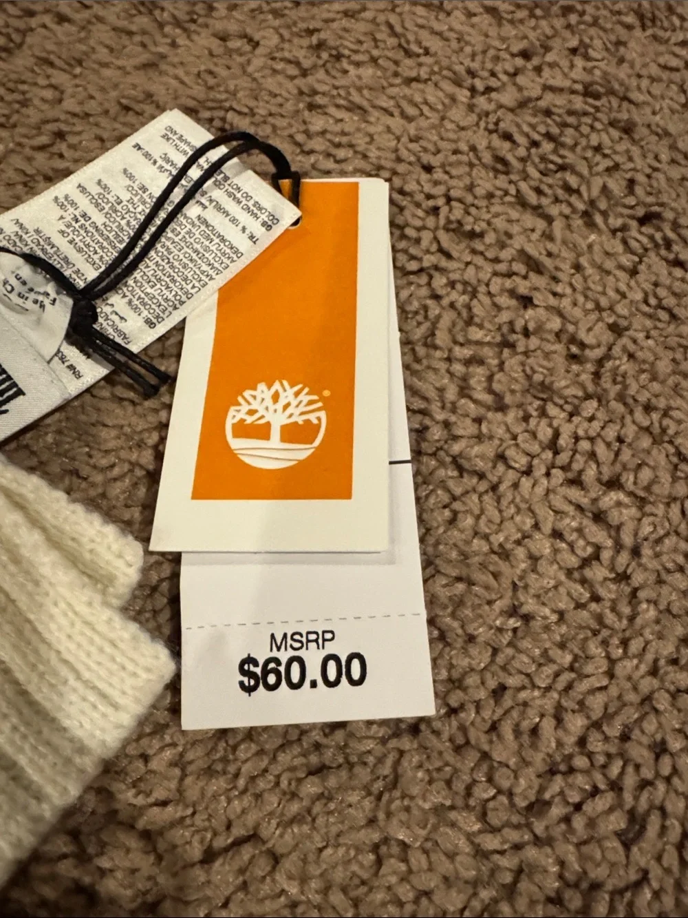 Timberland unisex scarf Plaid Knit Scarf with Ribbed Edge - White & Mustard NEW